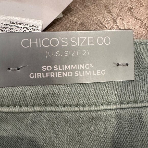 Chicos So Slimming Light Green Denim Straight-Leg Pants With Size 00 US SIZE 2 - Picture 12 of 12